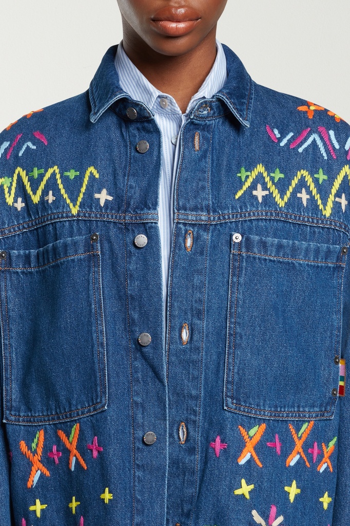 VESTE EN DENIM BRODEE